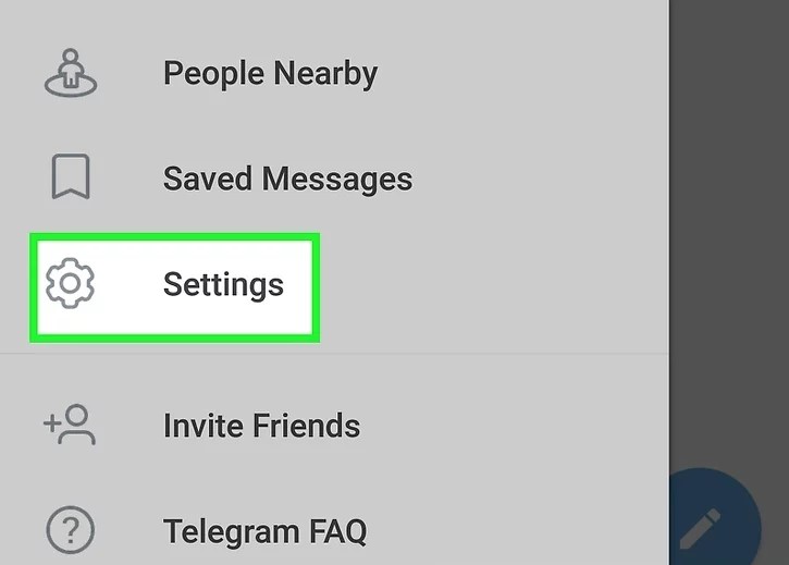 ورود به بخش setting تلگرام