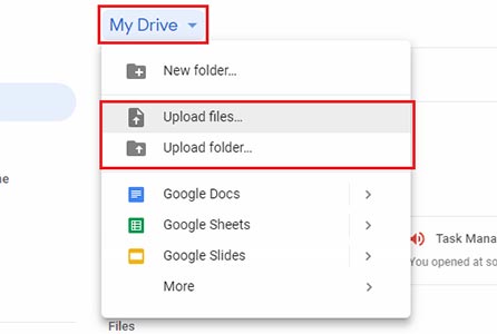 آپلود فایل در گوگل درایو