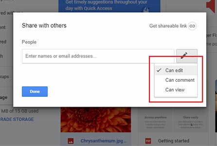 تنظیم سطح دسترسی در گوگل درایو