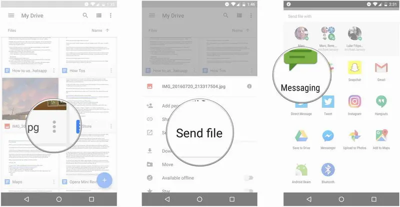 ارسال فایل با استفاده از اپلیکیشن Google Drive در موبایل