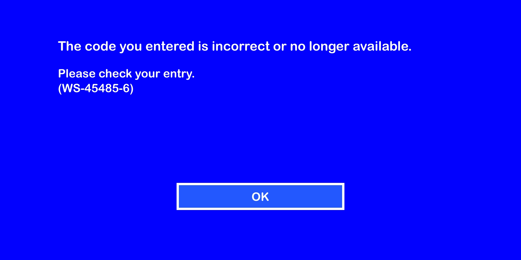 خطای "The code you entered is incorrect or no longer available"