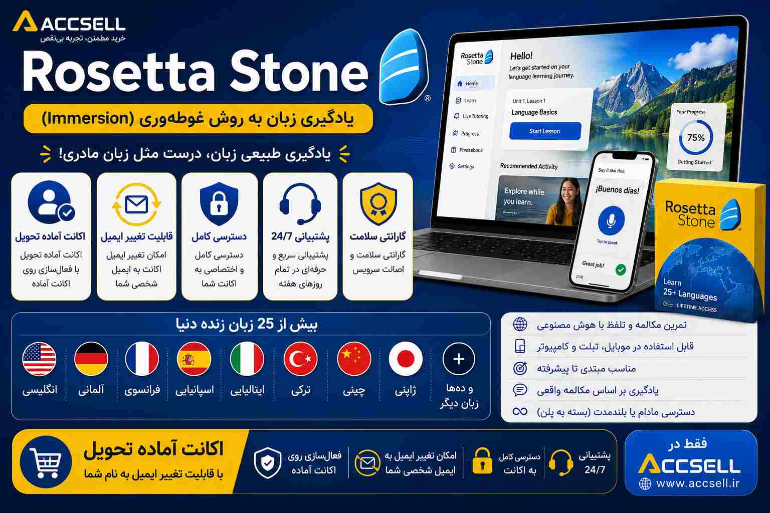 شرایط خرید اکانت Rosetta Stone