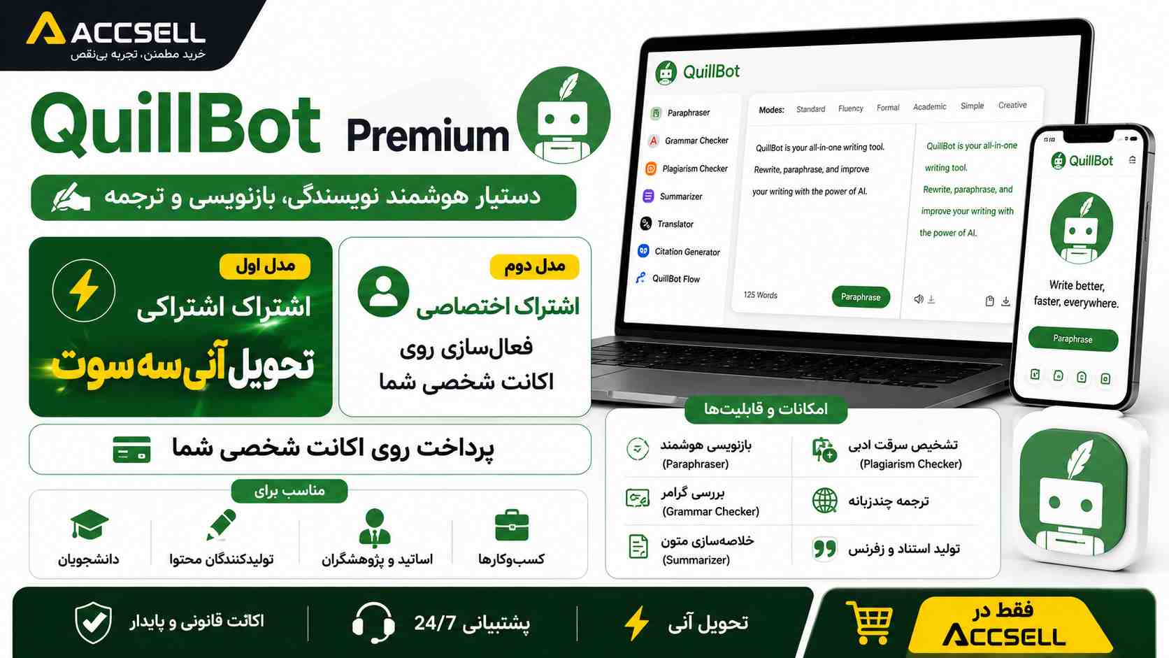 شرایط خرید اکانت Quillbot