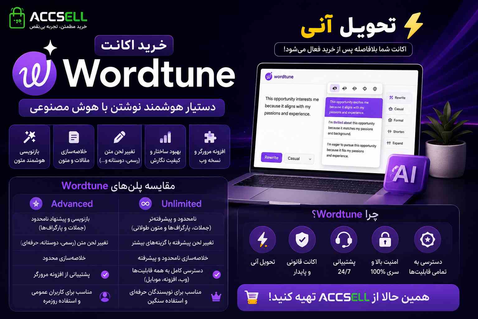 شرایط خرید اکانت Wordtune